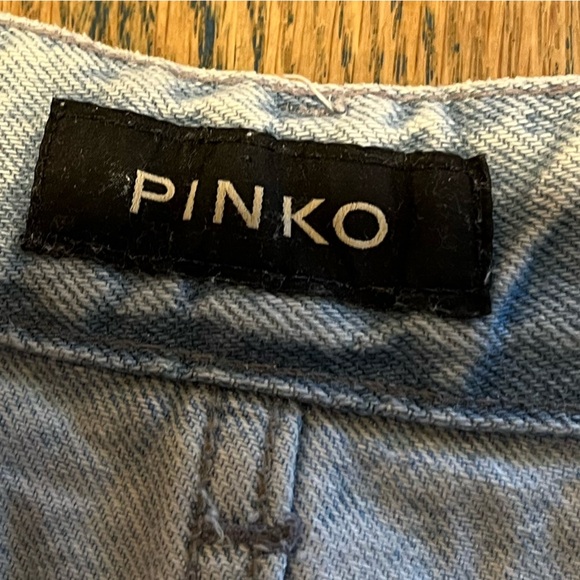 PINKO  All-Over Logo Denim Mini Skirt – size US 6 - Picture 2 of 9